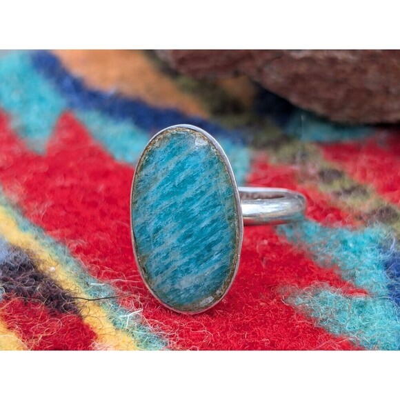 Vintage Taxco Silver Ring, Turquoise Blue Sterling Ring, Southwestern Jewelry - Picture 2 of 10